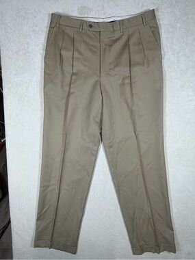 Canali 100% Wool 38W 32L Men's Pleated Dress Pants - Beige